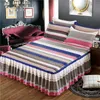 3 pièces couverture de jupe de lit imprimée florale classique couverture de drap-housse couvre-lit antidérapant chambre jupe textile simple pleine reine taille Y20245l