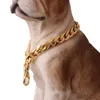 Dog Supplies 1431quot Dog Gold Chain Collar 11mm Wide Double Neck Link 316L Stainless Steel Whole Pet Jewelry6386226