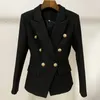 HAUTE QUALITÉ New Baroque Designer Blazer Veste Femmes Classique Métal Lion Boutons Double Boutonnage Slim Fit Blazer 201114