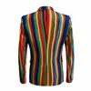 Mens Colorful Stripe Print Male Blazer Design Plus Size 5xl Élégant Casual Male Slim Fit Costume Veste Singer Prom Coat Outfit 201104