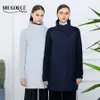 Miegofce 2019 Springautumn Women Jacket с воротником вязаной рукавой теплой куртки Новая коллекция дизайнерских женщин Parka Coat T200319