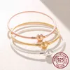 ZZPD CHARMELELETS REAL 925 Sterling Silver Peads Snake Chain Armband Rose Gold Wire Fit Original Pandra Bead Women smycken 2022