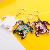 Kreativitet Bling Sequin Keychain Hängande Hantverk Färgglada Glänsande Sköldpadda Bil Nyckel Ring Ring Dam Bag Pendants Smycken Tillbehör Present CG001