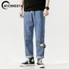 Gosresta Fashoins Jeans Pants Men Men Vintage Straight Bunders Streetwear Harajuku Bedgy Kmqe