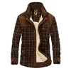 Jaquetas masculinas Jaqueta de inverno de marca Casaco de lã grosso e quente masculino xadrez puro algodão caxemira tamanho M-3XL