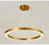 Nowoczesny LED Kryształowy Żyrandol Do Salonu Luksusowe Szczotkowane Gold Pierścień Cristal Lampa Sypialnia Dekoracje Dekoracji Światło