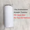 Sublimation Tumbler 15oz Tall Slim Straight Tumblers White Blank Vacuum Insulated Water Cup For Heat Transfer