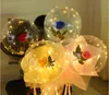 Led Luminous Balloon Rose Bouquet Helium Transparent Ballons Wedding Birthday Party 2021 Happy New Year Christmas Ornaments1202d