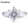 Transgems Classic Engagement Ring for Women Center 1CT 2CT 2CT 4CT F kleur Solid 14K White Gold Ring Y200620