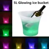 5L Waterproof Plastic LED Ice Buckets 7 Color Wine Drinks Beer Ice Cooler Light Up Champagne Beer Bucket Bars Night Party