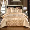 Claroom Jacquard Ensemble de Literie Reine King Size Housse de Couette Linge de Lit en Soie Couette Haute Qualité De Luxe Or Couleur 2/3 pcs Couette C1018