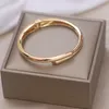 Trendy Simple Jewelry Geometry Round Metal Open Bangles & Bracelets Punk Gold Color Wristband Cuff Bracelet For Women Girls Gift