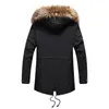 Hombres invierno parkas chaqueta hombres abrigo largo algodón cálido grueso casual parka hombres largo cuello de piel polar chaquetas con capucha a prueba de viento 201026