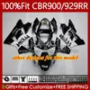 Injectie Mold Lichaam voor HONDA CBR929RR CBR929 CBR 929RR 900RR 900 929 RR CC 00 01 Carrosserie 68NO.19 CBR900 900CC 929CC 00-01 CBR900RR 2000 2001 OEM Kuiken Geel Grijs