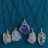 Irregular Natural stone necklace Crystal Wire amethyst Quartz Agate Gemstone pendant women necklaces fashion jewelry will and