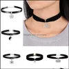 Pendant Necklaces & Pendants Jewelry Japan Korean Black Leather Rope Necklace Ladies Charm Clavicle Chain Women Girl Short Neck Collar Choke