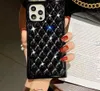 Marka Designer Telefon Case Bling Diamond Square Vintage Kwiat Pokrycie dla iPhone 13 12 11Pro Max X XS XR