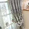 European Embroidery Gray Hollow Out Curtains for Living Dining Room Bedroom.
