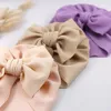 Casquettes Chapeaux 30 Pcs / Lot Solide Seersucker Bébé Chapeau Gaufre Tissu Grand Arc Bonnets Topknot Turban Bonnet Solides Chapeaux Pour 0-5T Kids1