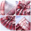 Cute Plaid Pattern Dog Skirt With Bow Dog Apparel Pet Harnesses and Leash Set Cat Pets Clothes Vest Princess Tutu Dresses for Small Dogs Wholesale A267