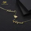 Moda Nomes personalizados Símbolo de coração Colar de aço inoxidável Declaração de pingentes personalizados gargantilha para mulheres presente de ouro jóias Q1113