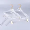 10 datorer Toppklass Clear Acrylic Crystal Clothes Suits Hanger med Gold Hook Transparent Acrylic Pants Hangers With Gold Clips 2012282w