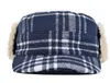 Stand focus unisex vrouwen mannen oor flap dekken militair leger cadet hoed cap check tartan plaid fashion wol blend tweed herfst winter8967710