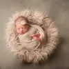Baby Round Blanket Long Pile Faux Fur Photography Prop Newborn Photo Shoot Background Basket Filler Fotografia Accessories 201111