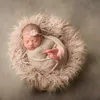 Baby Round Blanket Long Pile Faux Fur Photography Prop Newborn Photo Shoot Background Basket Filler Fotografia Accessories 201111