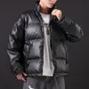 Men's Down & Parkas 2022 Men Winter Jacket Coat PU Leather Parka Thick Warm Faux Harajuku Style Oversized Phin22