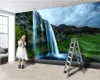 Custom 3d Landscape Wallpaper Beautiful Landscape and Waterfall Human Wonderland Interior Decorative Silk 3d Mural Wallpaper