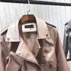 Silver Leather Jacket Women Metallic Motorcycle Short Jackets Lapel Zipper Biker Coat Soft Ladies Punk Streetwear 201120