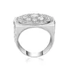 AINOUSHI Moda 925 Sterling Silver Uomo Wedding Engagement Big Round Halo Anelli Maschile Silver Anniversary Party Anelli Gioielli Y200107