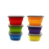 600ml Silicone Collapsible Lunch Box Set Portable Bento Boxes Bowl Folding Picnic Storage Container Lunchbox With Spoon