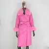 BLUENESSFAIR Cashmere Wool Blends Real Fur Coat Double Breasted Winter Jacket Women Big Natural Fox Fur Collar Outerwear 201214
