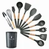 black silicone kitchen utensil set