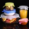 DHL Ship 6PCS / Set Silicone Stretch Aspiration Pot Couvercles De Qualité Alimentaire Silicone Frais Garder Wrap Joint Couvercle Pan Couverture Cuisine Accessoires FY2489