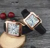 Moda de luxo Quartz Square Designer amantes Relógios Mulheres Homens Casal Relógios Analógicos Relógios de Pulso de Couro Moda Relógios Casuais