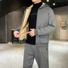 Tuta sportiva calda Uomo Tuta sportiva invernale Felpe con cappuccio Set Tuta in pile Antivento Palestra Corsa Abbigliamento sportivo Abbigliamento da palestra termica Y1221