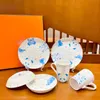 Luxury designer cartoon children's dinnerware sets Include 2 dishes 2 plates and 2 Cups with high quality material 6 pieces for 1 set and gift box Christmas gifts 202