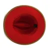 Partihandel Brown Red Patchwork Wool Felt Jazz Fedora Hattar Kvinnor Män Dubbelsidig Färg Matchande Ladies Bowler Panama Hat
