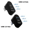 1PC MINI ROTATABLE 3ポートUSB 3.0ハブ高速データ転送スプリッターボックスアダプター用ラップトッププロコンピューターアクセサリー1