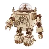 Robotime Steampunk faça você mesmo robô de madeira caixa de música para decoração de presente AM601 LJ200928
