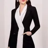 [DEAT] 2020 Office Lady Style Femmes Blazer Manteau Manches Longues Colorblock Higu Qualité Sauvage Entaillé Taille Nouveau Design De Mode LJ201021