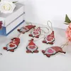 Party Supplies Valentine's Day Wooden Gnome Ornaments Buffalo Plaid Wood Tag Hanging Ornaments For Love Tree RRB13443