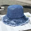 Breda breim hattar hink hattar maxsiti u vintage denim hink hatt kvinnor tvättade bomullsfiskare hatt tofs Big Brim Fashion Leisure Basin Hat 211227275n