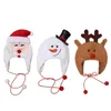 Kinderen Kerstfluwelen Hoed Kinderen Sneeuwvlok Warm GLB kinderen Xmas Snowman Warm Ski Caps Christmas Party Decor Costume Muts Hoeden