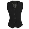 Slim Short Career Formal Women's Vest Black Grey Red Gilet Femme Waistcoat Ärmlös Jacka Kontor Lady Waistcoat Work Wear 5XL 201027