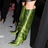 Mstacchi Runway Stilettos Candy Color Mirror Leather Metallic Over the Women Super Heels Knee High Boots Woman Y200115 GAI GAI GAI