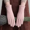 Cinq doigts gants femmes élégantes doigt complet coupe-vent hiver chaud écran tactile mitaines conduite taille moyenne 20211